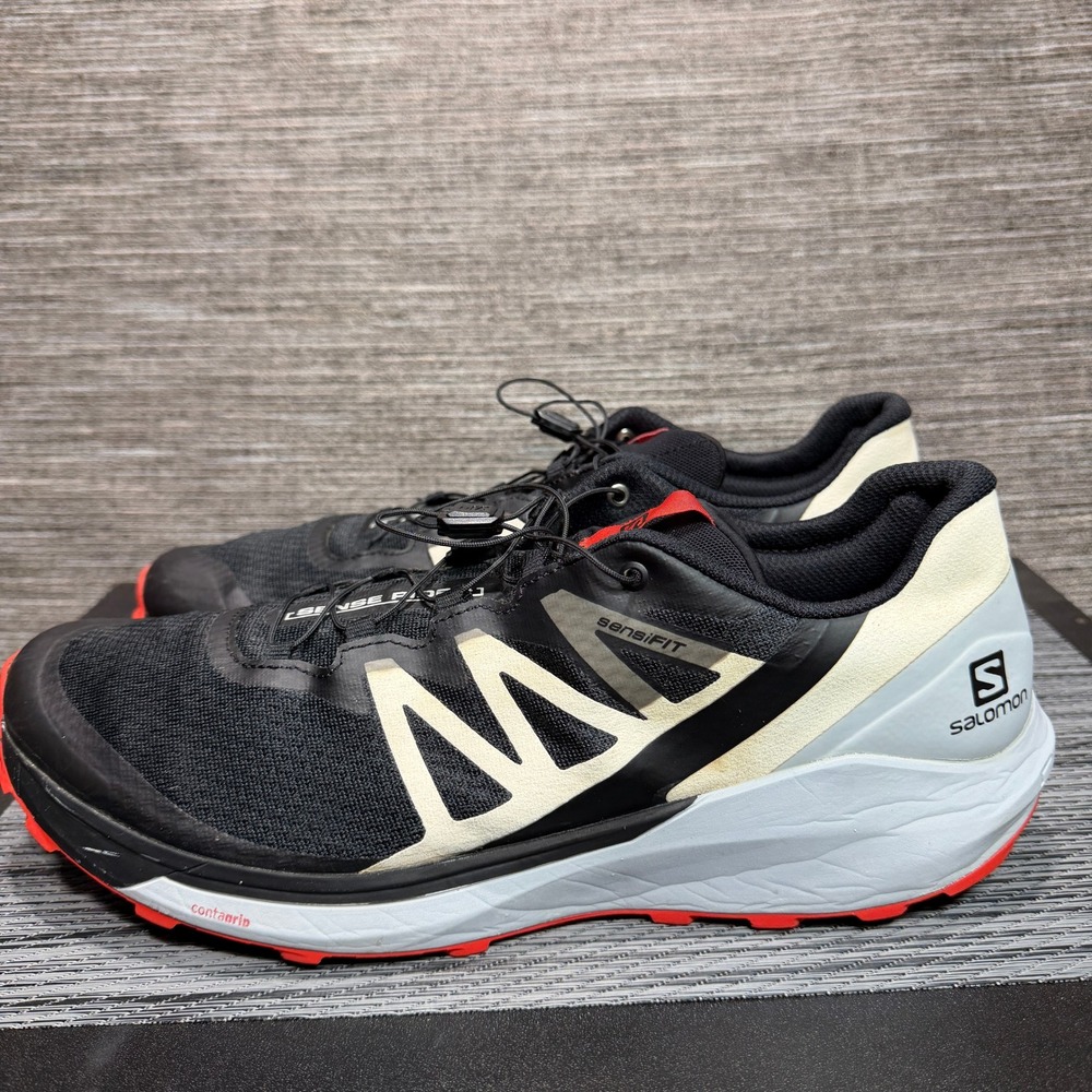 Salomon Trail Running Shoes Men 13 Black Sense Ride 4 417266 Contagrip Ortholite